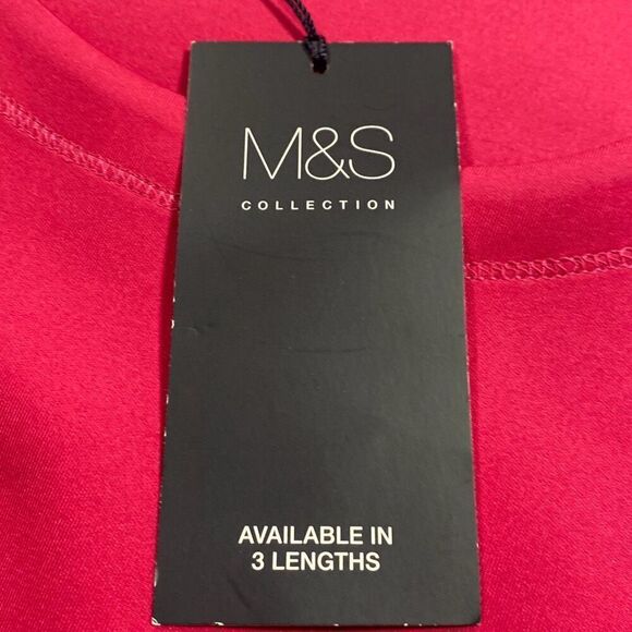 M&S Marks & Spencer Scuba Shift MIDI Dress Fit & Flare Pleated Skirt Short Sleev - Picture 12 of 13